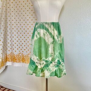Vintage 70s Green Tie Dye Cotton Gauze Skirt – Boho Hippie Festival Clothing